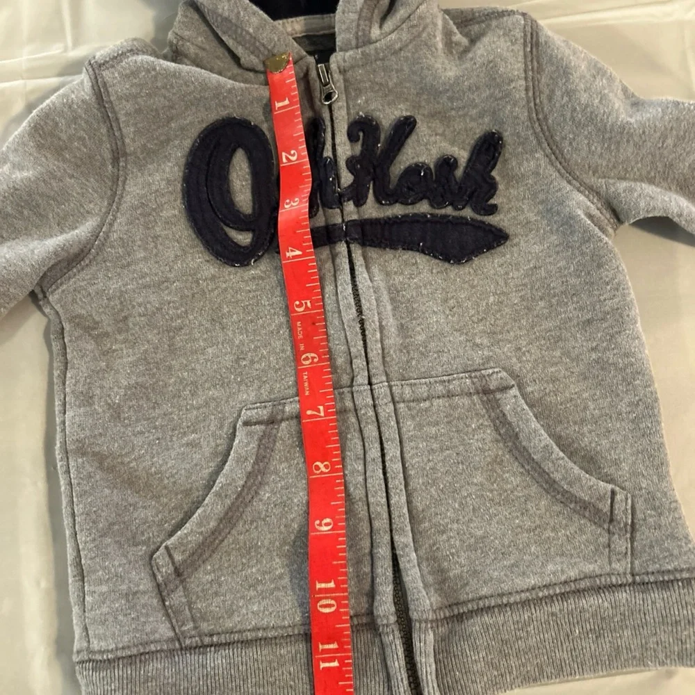 Osh Kosh Full Zip Hoodie Baby Boy 9 month Gray Embroidered Logo SpellOut Pockets